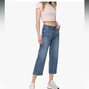 Judy Blue High Waisted Vintage Wash Cropped Wide Leg Jeans: 15/32